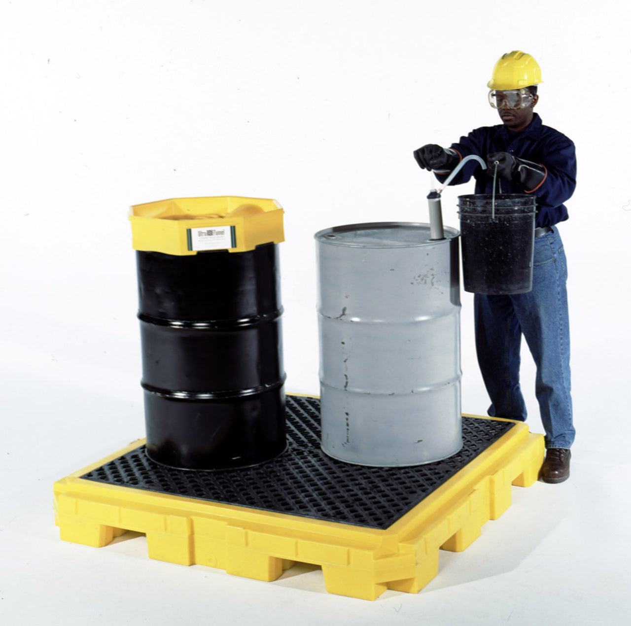 Spill Pallet P4 Plus, With Drain, Yellow