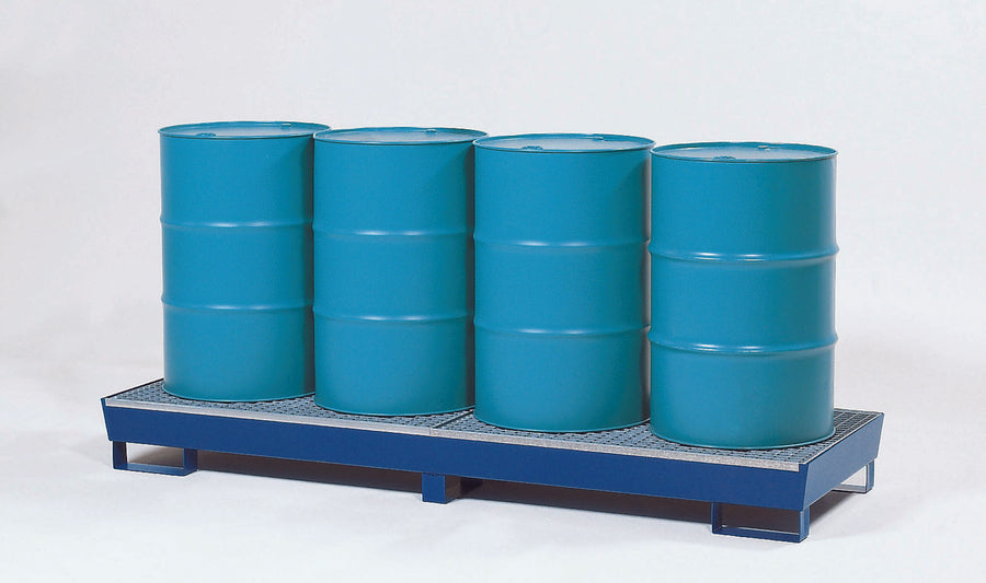 4-Drum Inline Steel Pallet with Grating