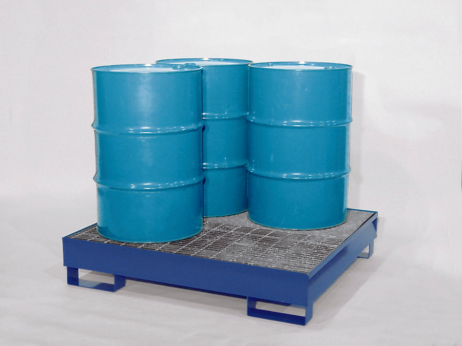 4-Drum Steel Pallet with Grating