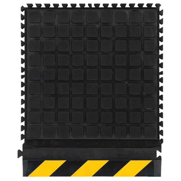 M + A Hog Heaven III™ Modular Tile Comfort Mat, Side Tile, 18" x 21 7/8", Black w/ Yellow Border, 1/Each