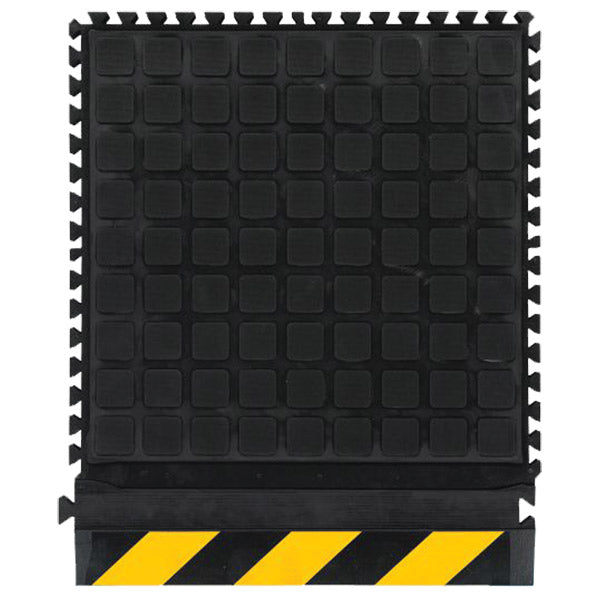 M + A Hog Heaven III™ Modular Tile Comfort Mat, Side Tile, 18" x 21 7/8", Black w/ Yellow Border, 1/Each