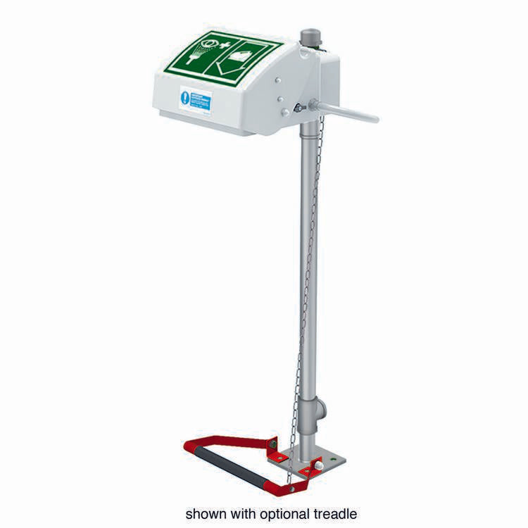 Hughes Eye/Face Wash, Pedestal Mount, Closed ABS Bowl, Stainless Steel Pipe