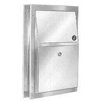 Bradley Bx Partition Mount Napkin Disposal w/ Push-Flap Doors