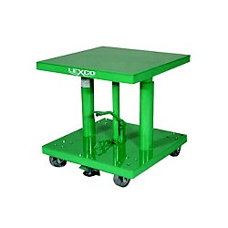 Lexco Foot Operated Hydraulic Lift Table - 20" x 30" Table with 48" Raised Height, Rubber Casters