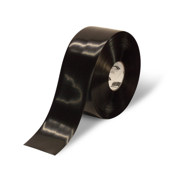Mighty Line 4" Black Solid Color Tape - 100' Roll