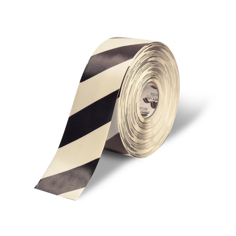 Mighty Line 4" White Tape with Black Chevrons - 100' Roll