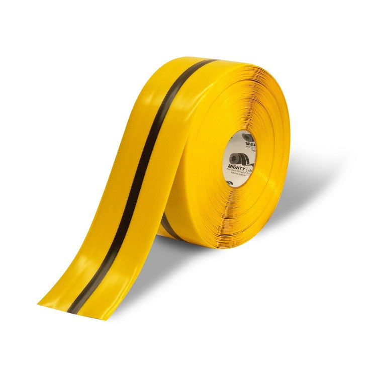 Mighty Line 4" Yellow Tape with Black Center Line - 100' Roll