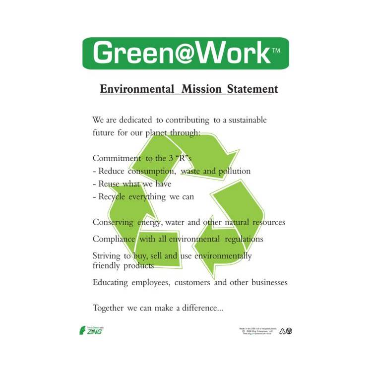 ZING Eco Poster, Mission Statement, 22X16- Model 5008