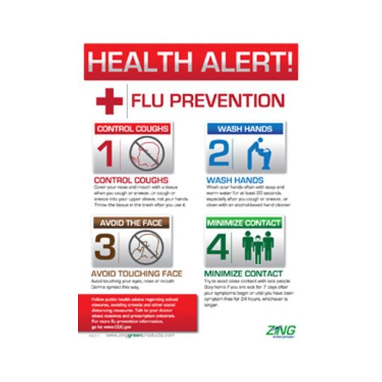 ZING Eco Poster, Flu Prevention, 22X16- Model 5011