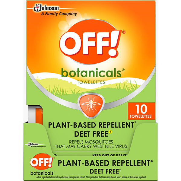 SC Johnson® OFF!® Botanicals Insect Repellent Towelettes, 10/Pkg
