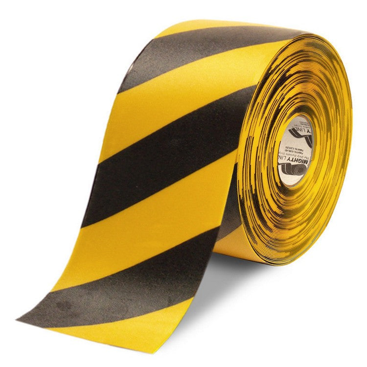 Mighty Line 6" Yellow Tape with Black Chevrons - 100' Roll