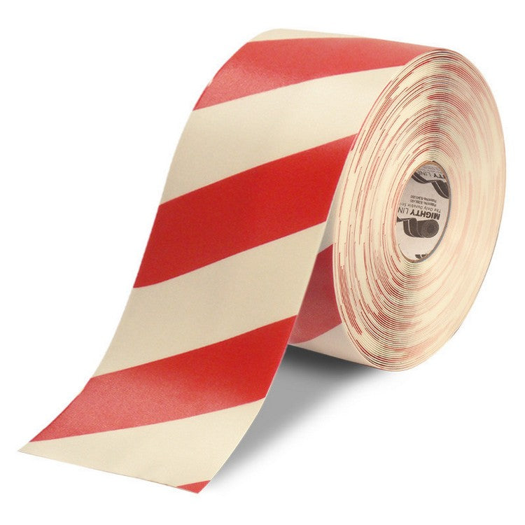 Mighty Line 6" White Tape with Red Chevrons - 100' Roll