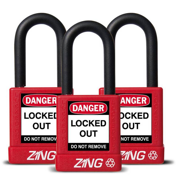 ZING Padlock, Keyed Alike Set (3), Red- Model 7062