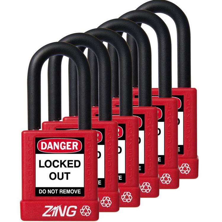 ZING Padlock, Keyed Alike Set (6), Red- Model 7063