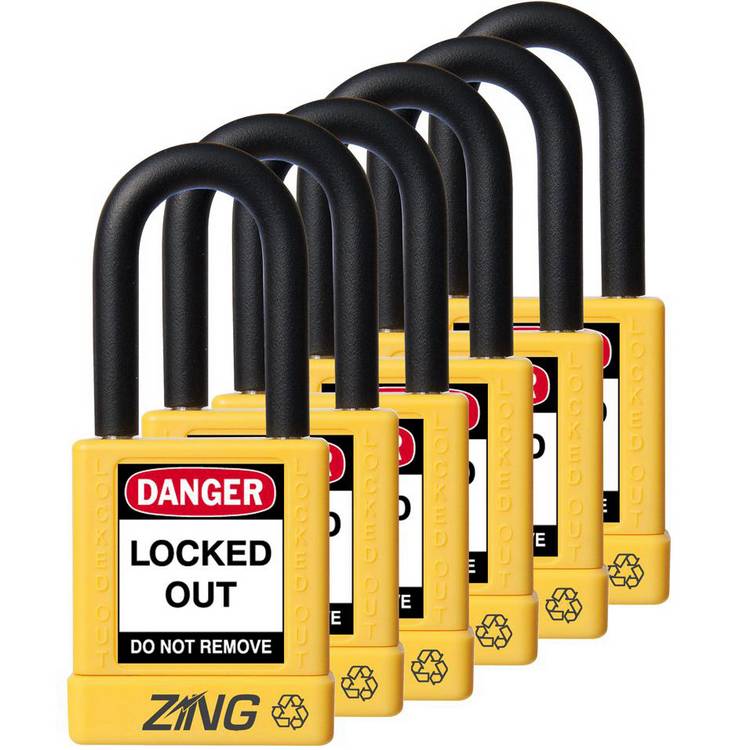 ZING Padlock, Keyed Alike Set (6), Yellow- Model 7069
