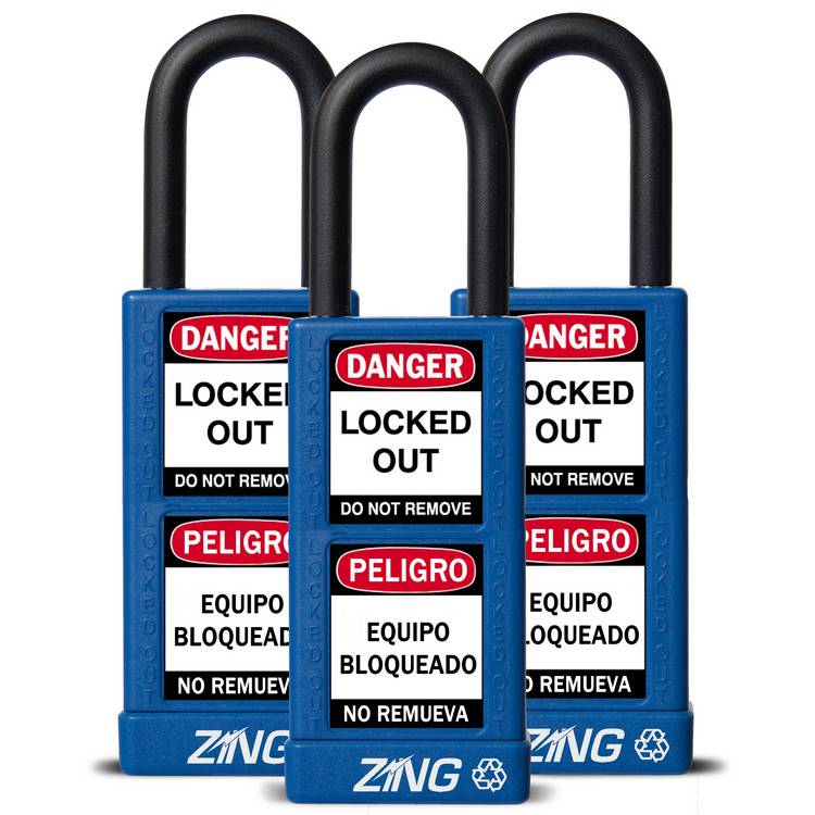 ZING Padlock, Keyed Alike Set (3), Blue- Model 7088