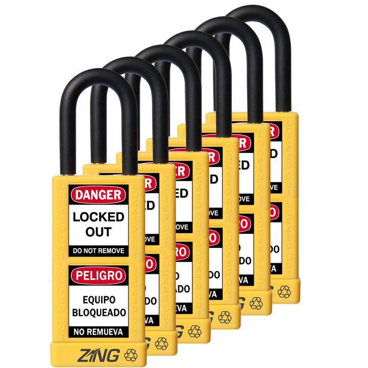 ZING Padlock, Keyed Alike Set (6), Yellow- Model 7093