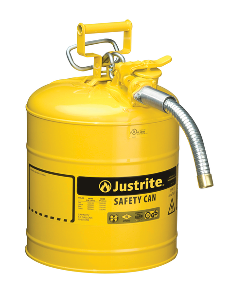 JUSTRITE 7250230 CAN, SFTY, 1" HOSE, T2, 5G YEL