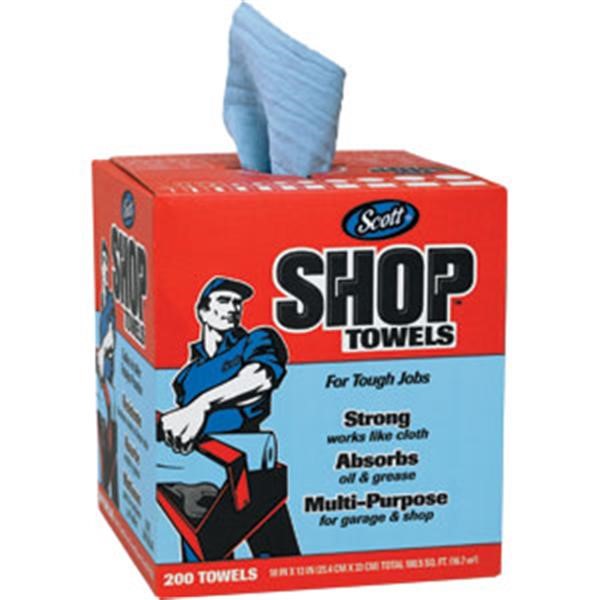 Scott® Shop Towels, 10" x 12", Blue, 8 Boxes/200 Each