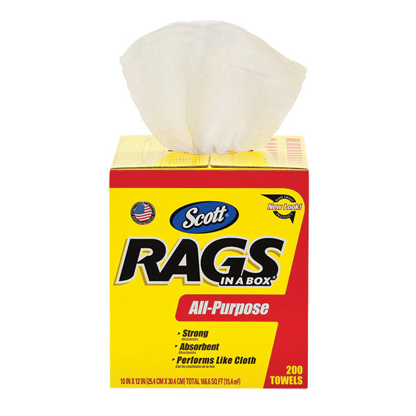 Scott® Rags In A Box, White, 8 Boxes/200 Each