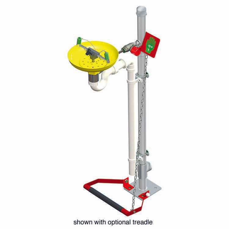 Hughes Eye/Face Wash, Pedestal Mount, Open ABS Bowl, Stainless Steel Pipe