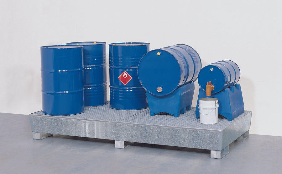 8-Drum Galv Steel Pallet w/Grating