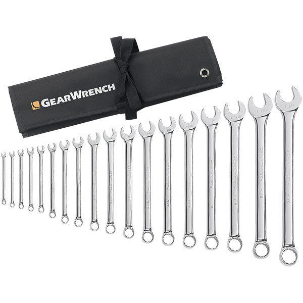 GearWrench® 18-Piece, 12-Point Long Pattern Combination Wrench Set, SAE, 1/Each