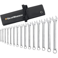 Thumbnail for GearWrench® 15-Piece, 12-Point Long Pattern Combination Wrench Set w/ Tool Roll, SAE, 1/Each