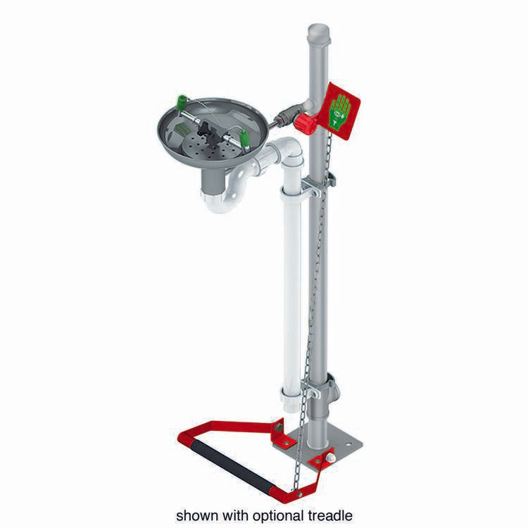 Hughes Eye/Face Wash, Pedestal Mount, Open Stainless Steel Bowl, Stainless Steel Pipe