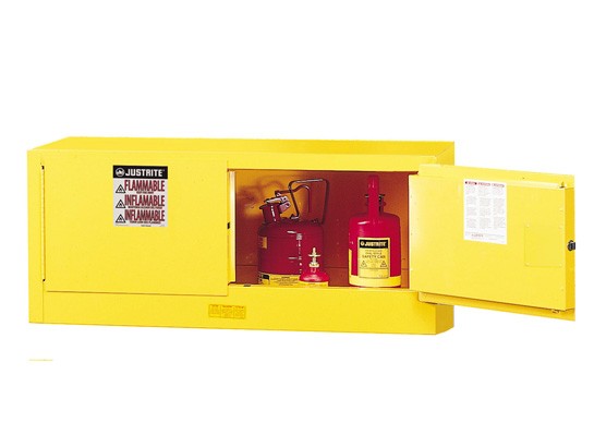 Justrite 12-Gallon Sure-Grip EX Manual-Close Piggyback Cabinet - Yellow