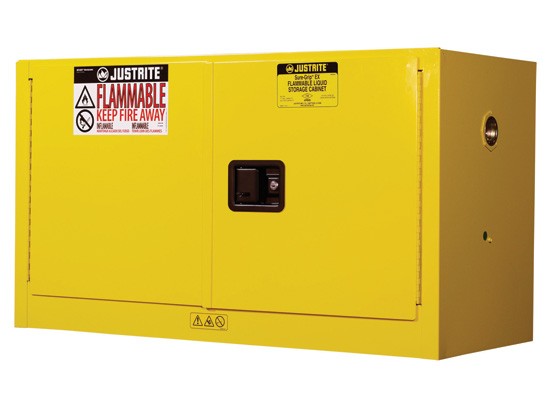 Justrite 17-Gallon Sure-Grip EX Manual-Close Piggyback Cabinet - Yellow