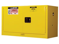 Thumbnail for Justrite 17-Gallon Sure-Grip EX Manual-Close Piggyback Cabinet - Yellow