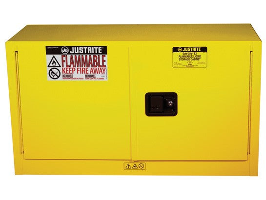 Justrite 17-Gallon Sure-Grip EX Self-Closing Piggyback Cabinet - Yellow