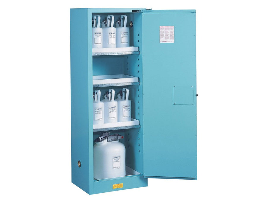 Justrite 22-Gallon Sure-Grip EX Self-Closing Slimline Acid Cabinet - Blue
