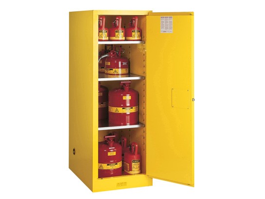 Justrite 54-Gallon Sure-Grip EX Manual-Close Deep Slimline Cabinet - Yellow