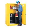 Thumbnail for Justrite 60-Gallon Sure-Grip EX Self-Closing Vertical Drum Storage Cabinet - Red