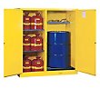 Thumbnail for Justrite 110-Gallon Sure-Grip EX Self-Closing Double Drum Storage Cabinet - Red