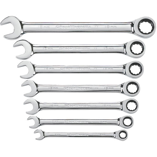 GearWrench® 7-Piece, 12-Point Ratcheting Combination Wrench Set, Metric, 1/Each