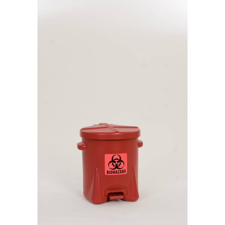 6G Red Safety Poly Oily Waste Can - Model 943BIO