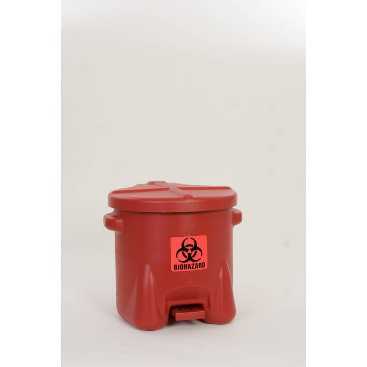 10G Red Safety Poly Oily Waste Can - Model 945BIO