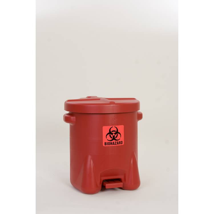14G Red Safety Poly Oily Waste Can - Model 947BIO