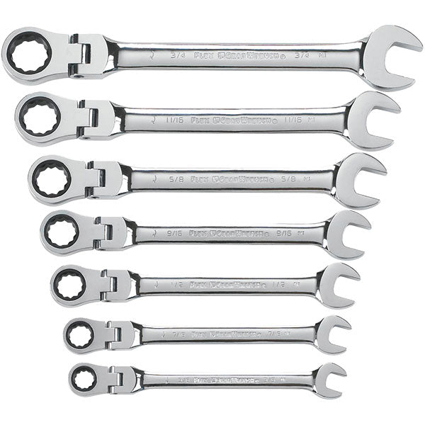 GearWrench® 7-Piece, 12-Point Flex Head Ratcheting Combination Wrench Set, SAE, 1/Each
