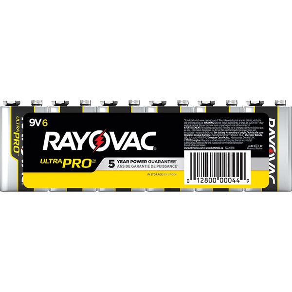 Rayovac® Ultra Pro™ 9V Alkaline Batteries, Shirnk Wrappped, 6/Pkg 