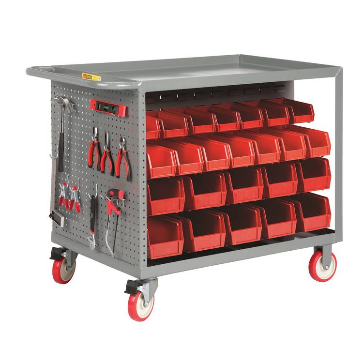 Bin Cart with Pegboard Tool Storage - Model BC2436TLPB