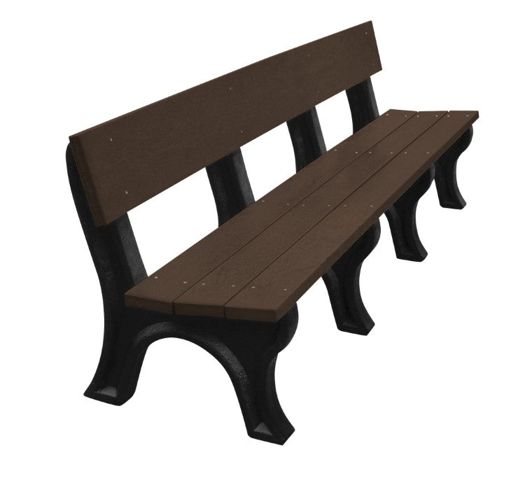 BENCH LANDMARK BACKED 96 BK LEG BROWN SE