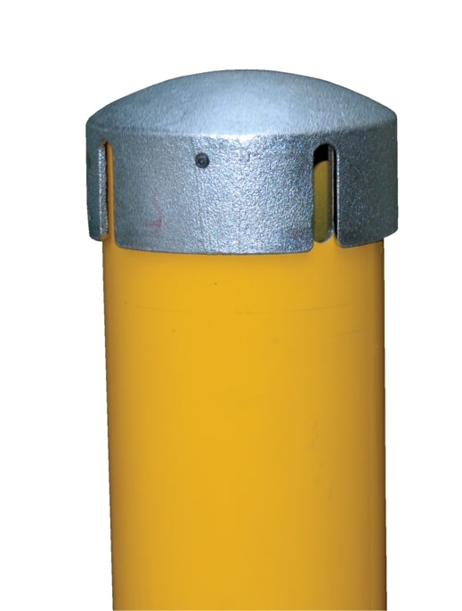 48"H x 4.5"D Steel Pipe Bollard with Chain Slots & Steel Cap