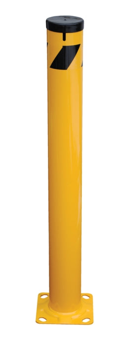 24"H x 4.5"D Steel Pipe Bollard with Chain Slots & Rubber Cap