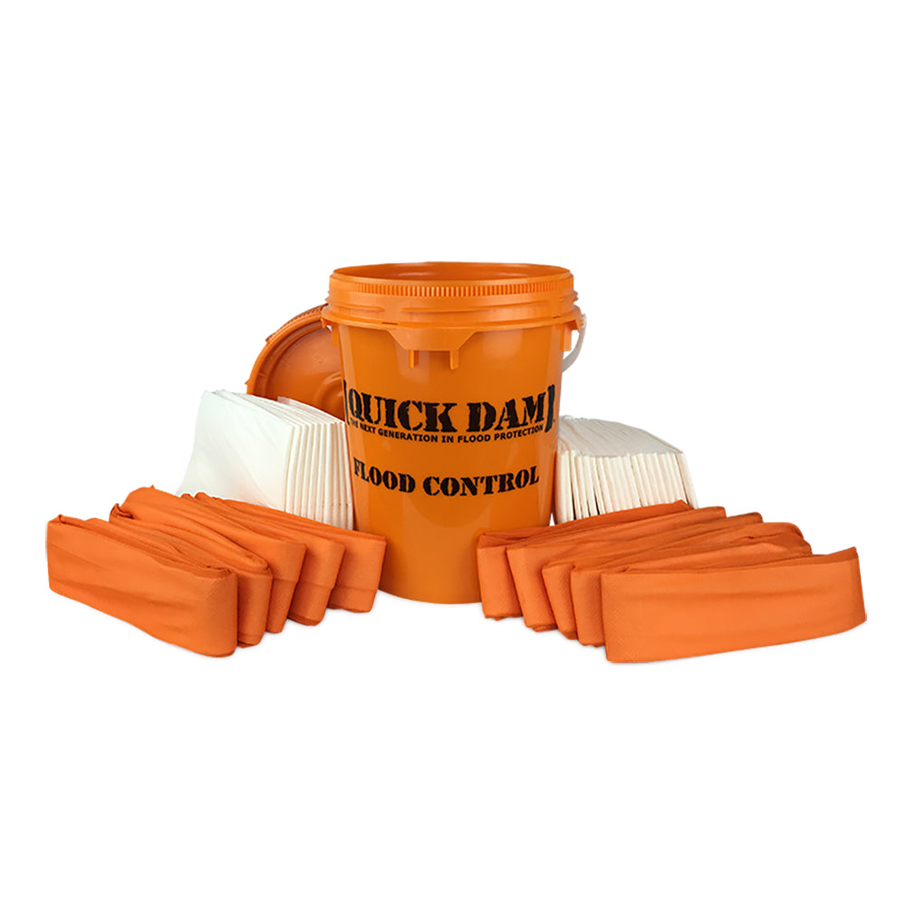 Quick Dam Grab & Go Flood Bucket Kit: 20 Mats, 10 Drip Mats & 10 4ft Water Dams