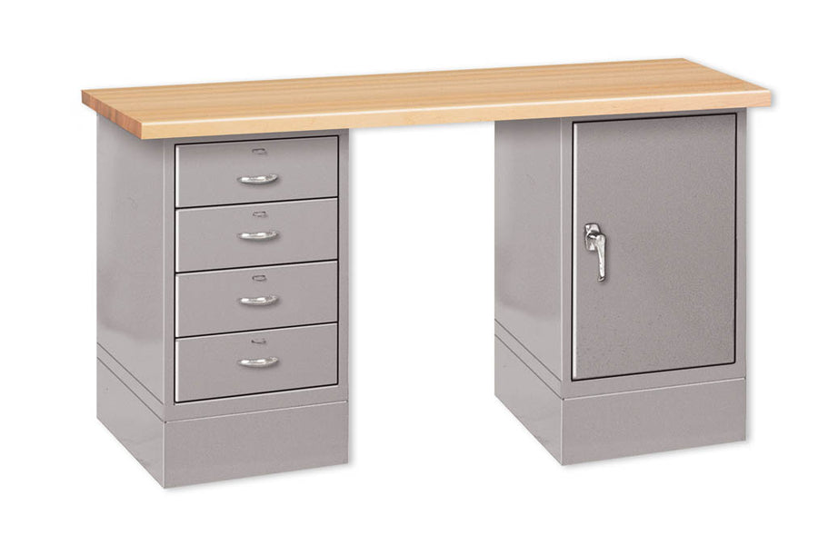 Pucel 28" x 72" Cabinet & Drawer Bench w/ Steel Top