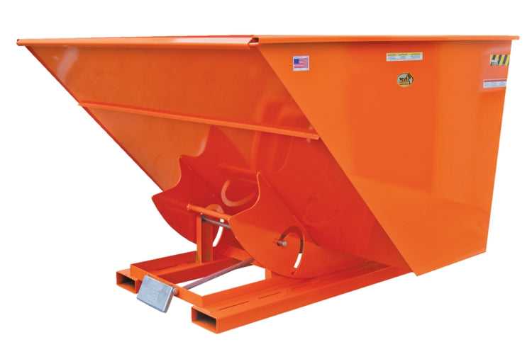 3 CuYd 70 Degree Light Duty Self Dumping Hopper w/ Bumper Release - Orange